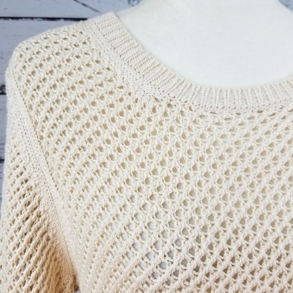 Ann Taylor Petite cream ivory open knit sweater - Picture 5 of 9